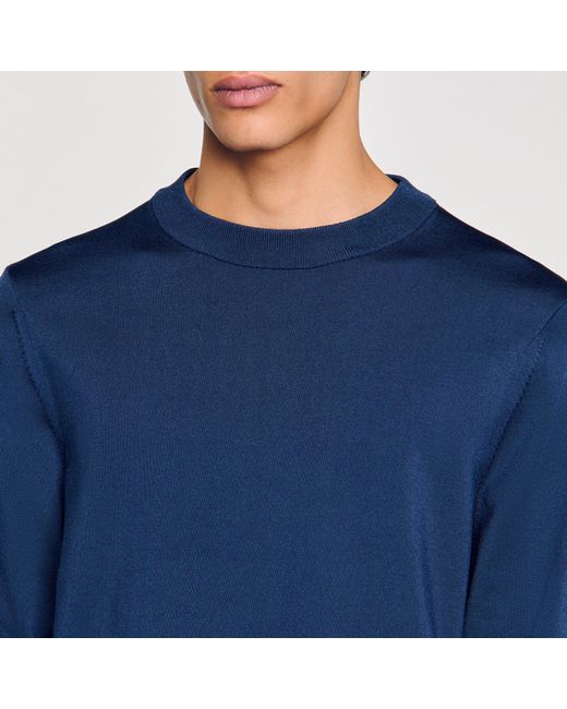 Sandro Blue Fine Knit Jumper for men