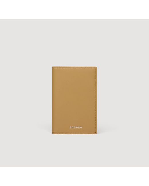Sandro Natural Grained Leather Card Holder for men