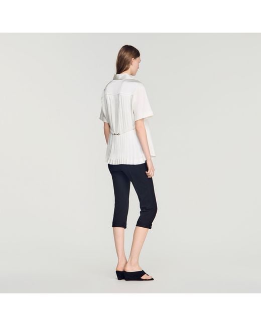 Sandro White Pleated Back Shirt