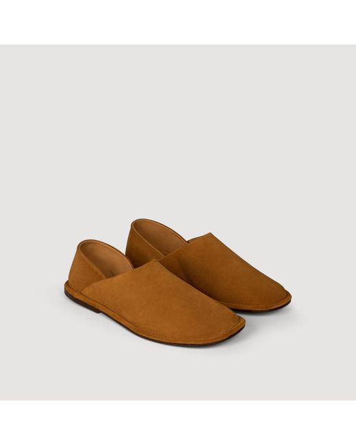 Sandro Brown Split Leather Slippers for men