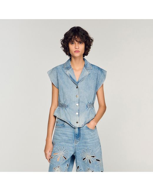 Sandro Blue Denim Top