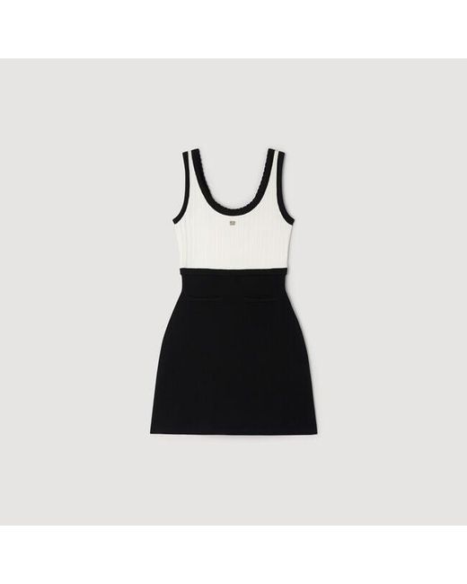 Sandro Blue Two-Tone Knit Short Dress