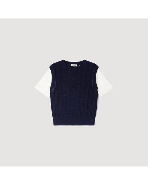Sandro Blue Pointelle Knit Jumper