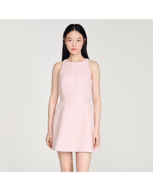 Sandro Pink Sequin Tweed Short Dress