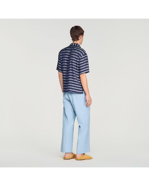 Sandro Blue Striped Boat Neck Shirt for men