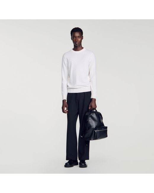 Sandro Black Reconstituted Leather Rucksack for men