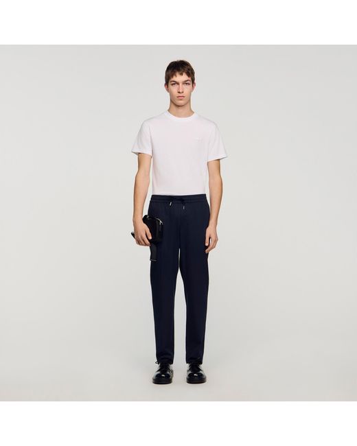 Sandro Blue Elasticated Straight-Leg Trousers for men