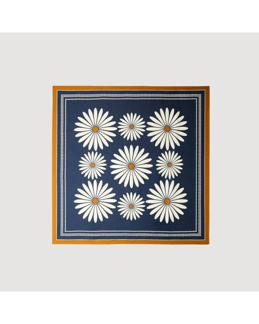 Sandro Blue Floral Silk Scarf