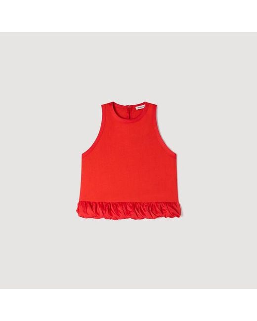 Sandro Red Ruffle Top