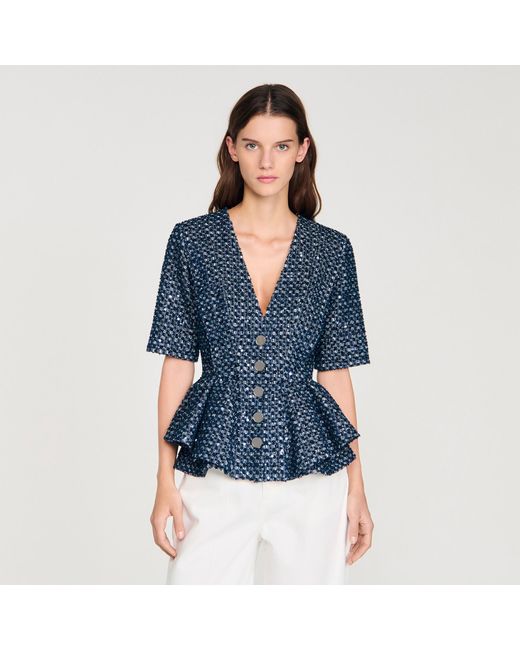 Sandro Blue Sequinned Jacket