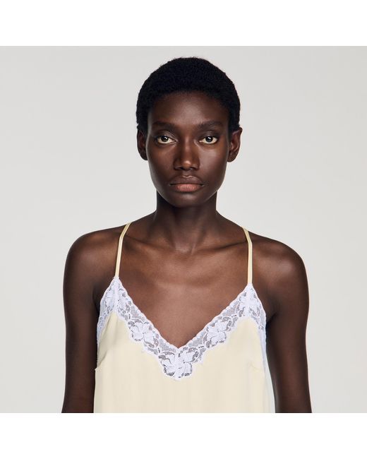 Sandro White Ruffled Top