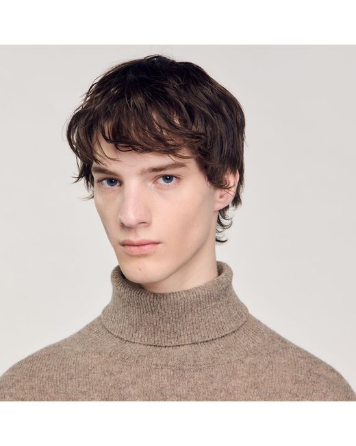 Sandro Blue Wool And Cashmere Turtleneck Jumper for men