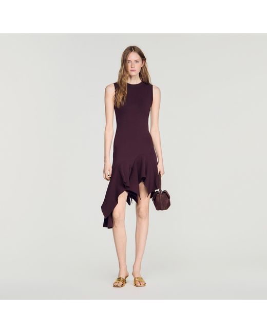 Sandro Red Asymmetric Knit Dress