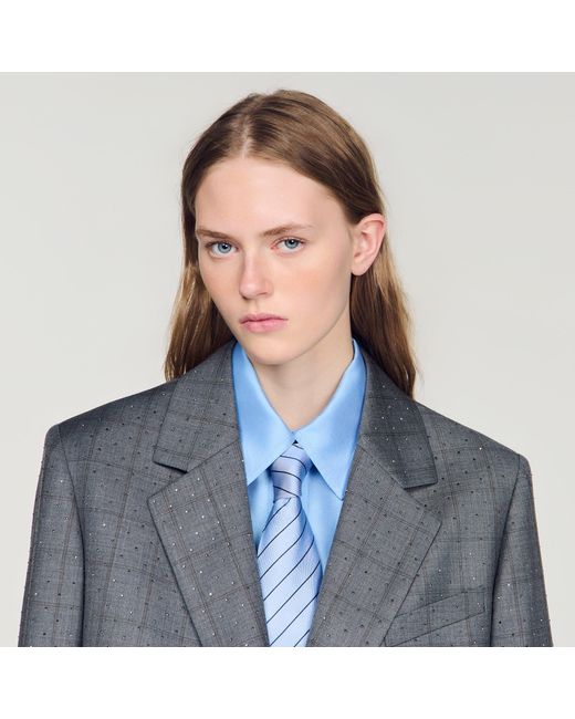 Sandro Blue Checked Wool Jacket