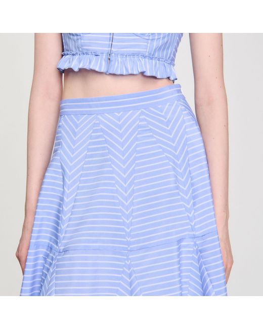Sandro Blue Long Striped Skirt