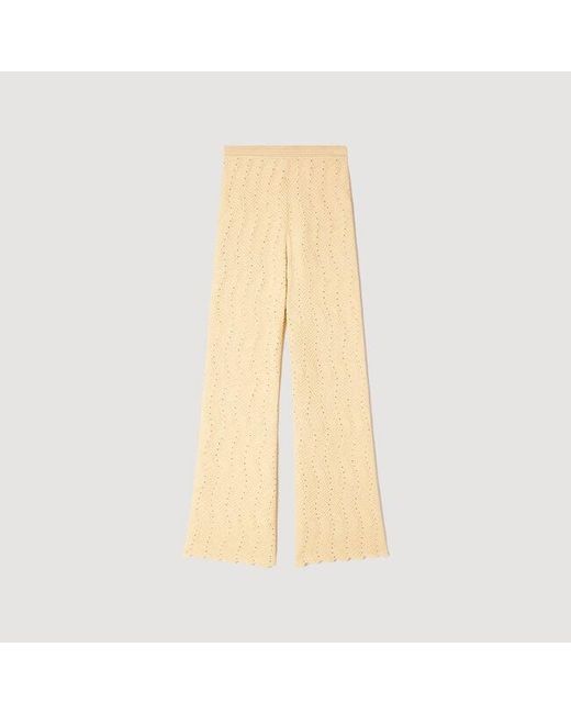 Sandro Natural Rhinestone Knit Trousers