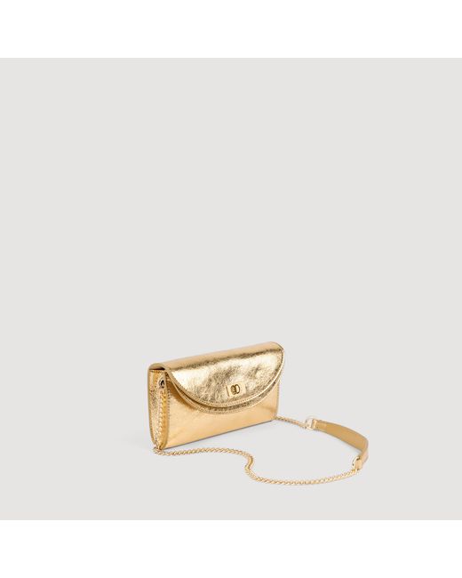 Sandro Natural Mambo Metallic Leather Clutch