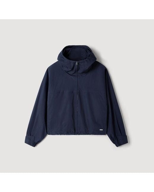 Sandro Blue Hooded Zip-Up Cotton Jacket for men