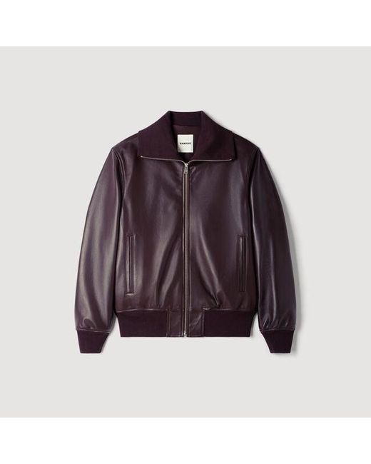 Sandro Blue Zip-Up Leather Jacket for men