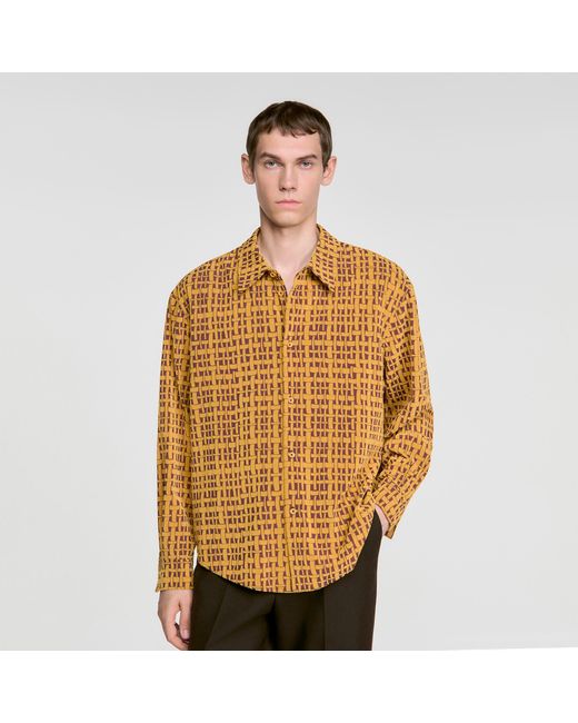 Sandro Metallic Shirt With Velvet Flocking for men