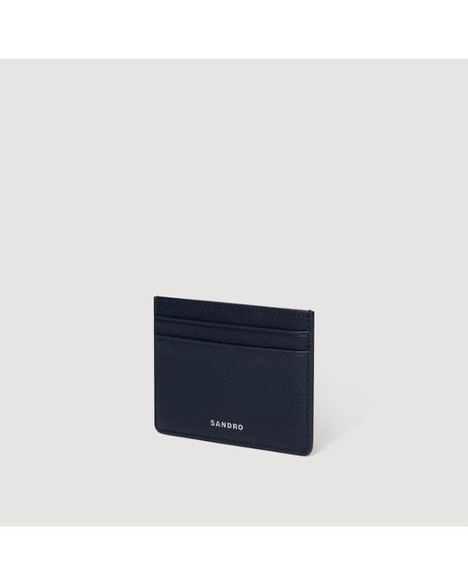 Sandro Blue Grained Leather Card Holder for men
