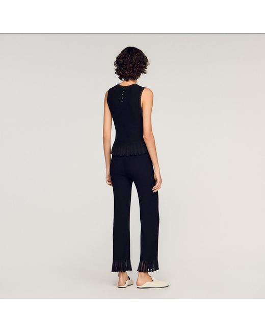 Sandro Blue Ruffled Knit Trousers