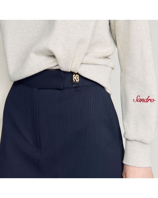 Sandro Blue Striped Wool Skort
