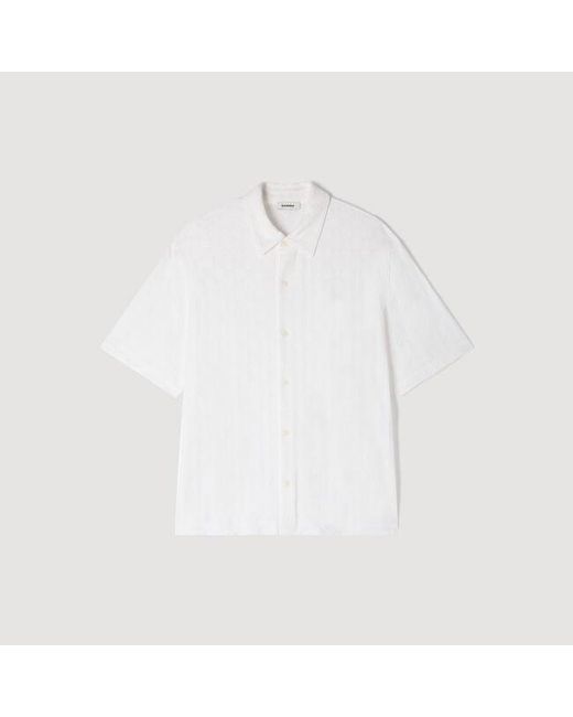 Sandro Blue Square Cross Cotton Jacquard Shirt for men