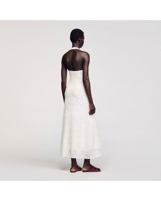 Robe longue en maille Sandro en coloris White