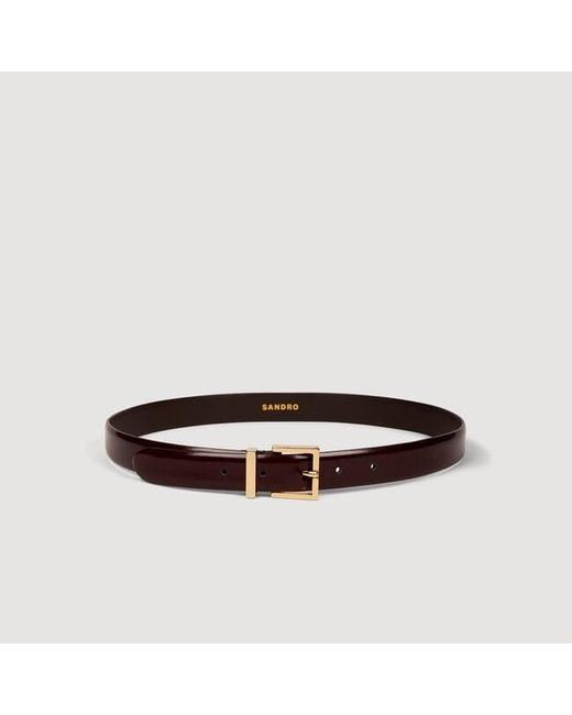 Sandro Brown Smooth Leather Belt Metal Buckle