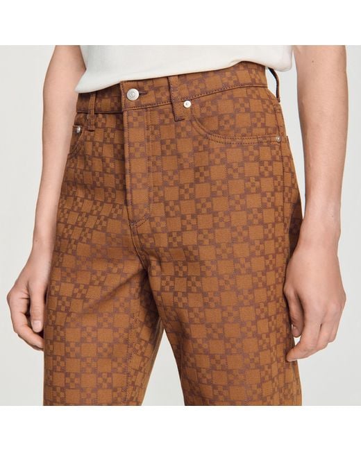 Sandro Brown Square Cross Motif Jeans for men