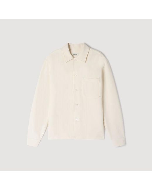 Sandro Natural Textured Shark Collar Shirt for men