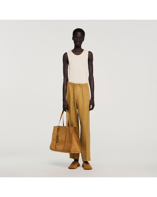 Sandro Brown Split Leather Shopping Bag for men