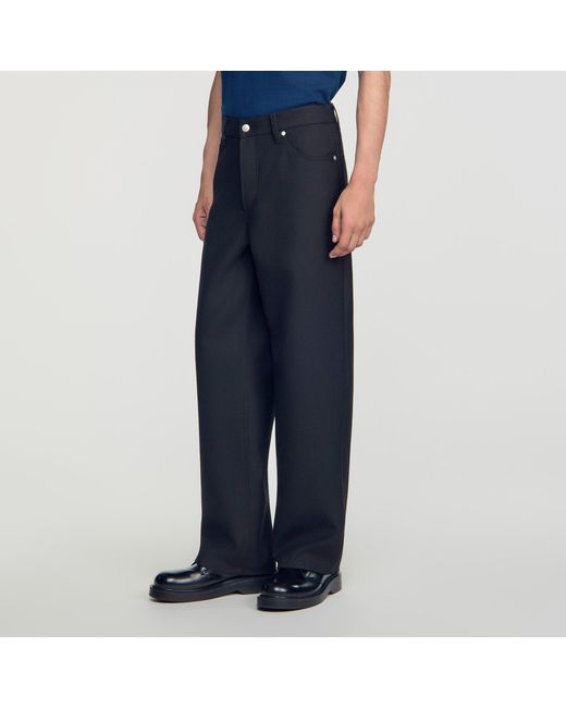 Sandro Blue Straight-Leg 5-Pocket Trousers for men