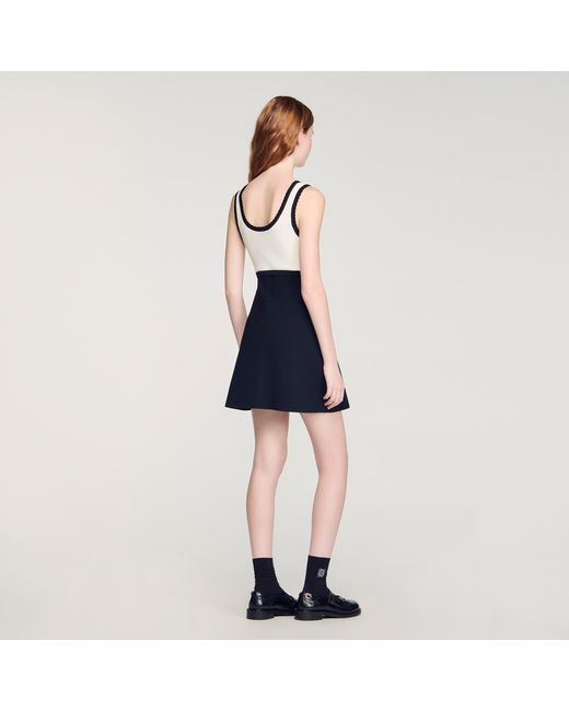 Sandro Blue Two-Tone Knit Short Dress