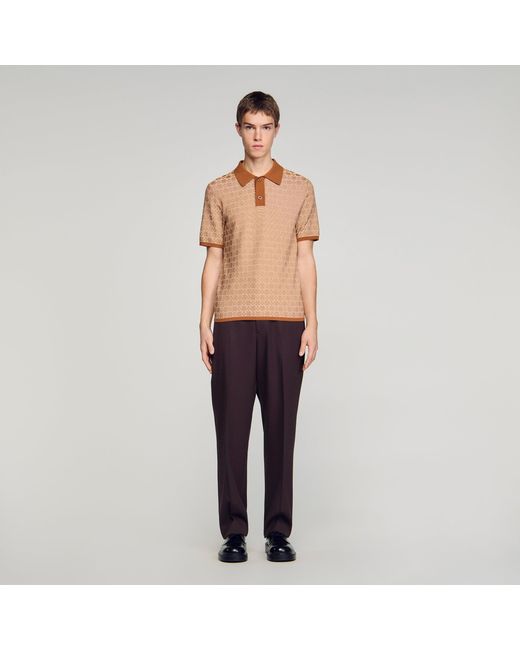 Sandro Blue Square Cross Polo Shirt for men