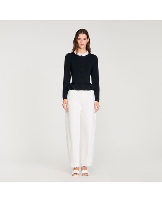Sandro Black Victorian Collar Cardigan