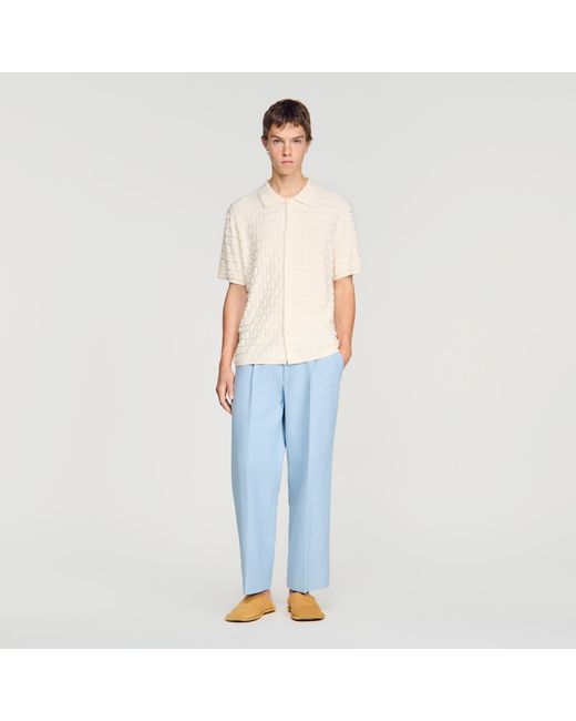 Sandro Blue Terry Knit Cardigan for men
