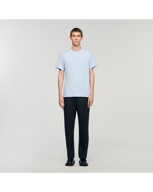 Sandro White T-Shirt With Heart Patch for men