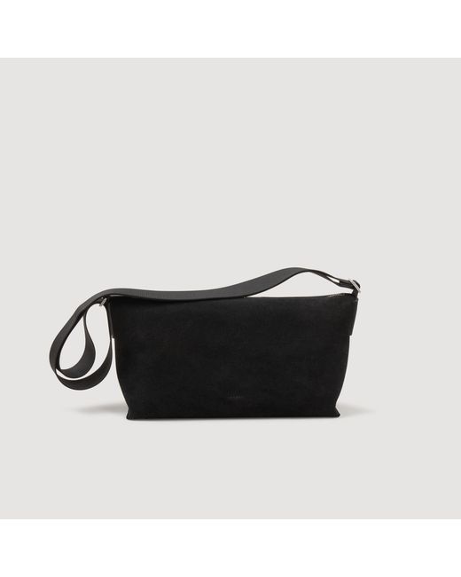 Sandro Black Split Leather Hobo Bag for men