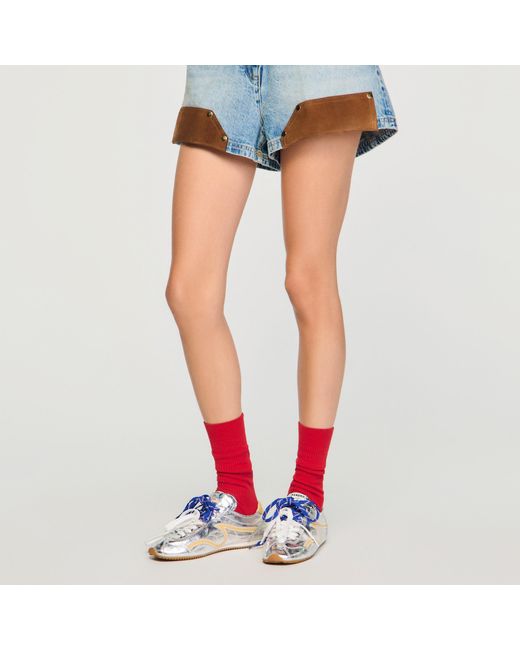 Sandro Natural Lightwave Metallic Leather Trainers