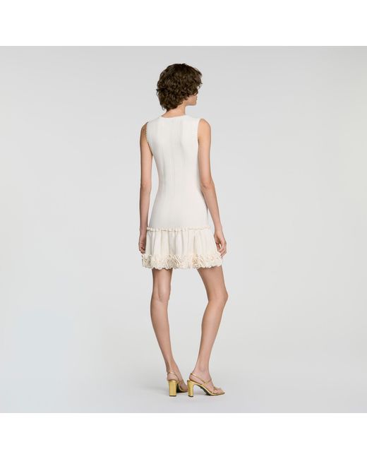 Sandro White Floral Knit Mini Dress