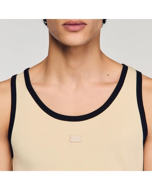 Sandro Natural Cotton Vest Top With Patch for men