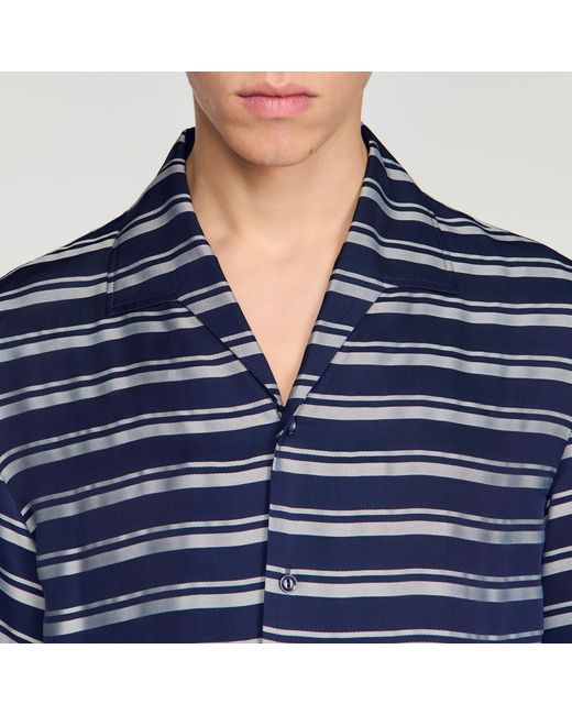 Sandro Blue Striped Boat Neck Shirt for men