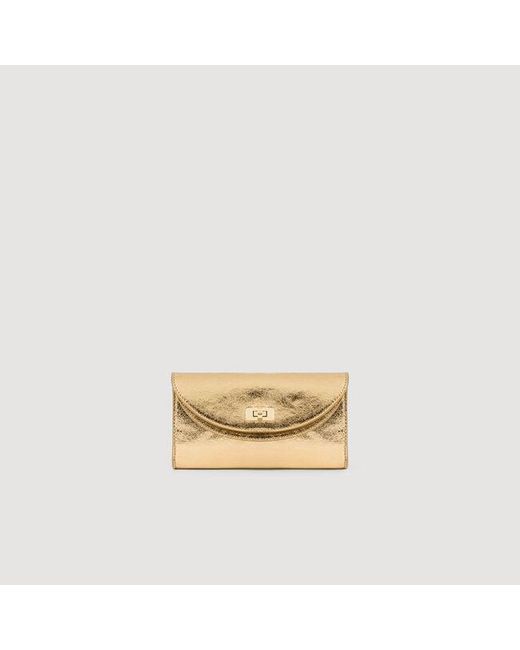 Sandro Natural Mambo Metallic Leather Clutch
