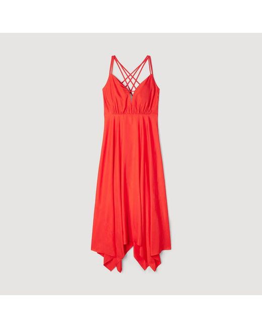 Sandro Red Asymmetric Maxi Dress