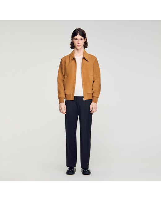 Sandro Blue Goat Leather Jacket for men