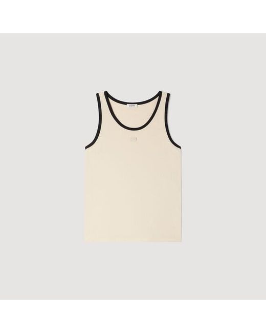 Sandro Natural Cotton Vest Top With Patch for men