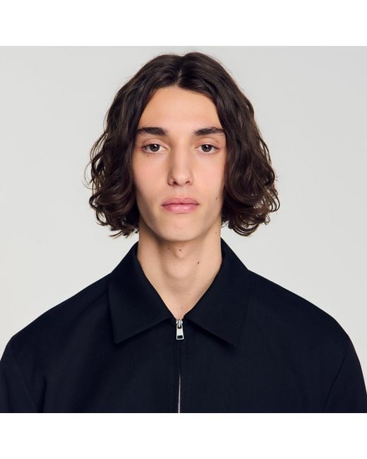 Sandro Blue Minimalist Zip-Up Jacket for men
