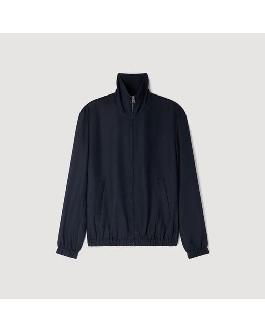 Sandro Blue Standing Collar Zip-Up Jacket for men